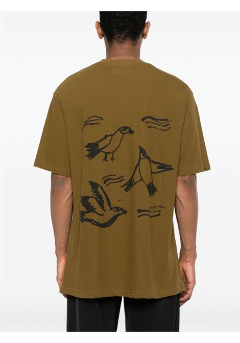 T-shirt con stampa in khaki Song For The Mute - uomo SONG FOR THE MUTE | 251MTS018P4KHA